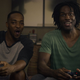 Anthony Mackie and Yahya Abdul-Mateen II in Black Mirror Season 5 Episode 1, “Striking Vipers.”